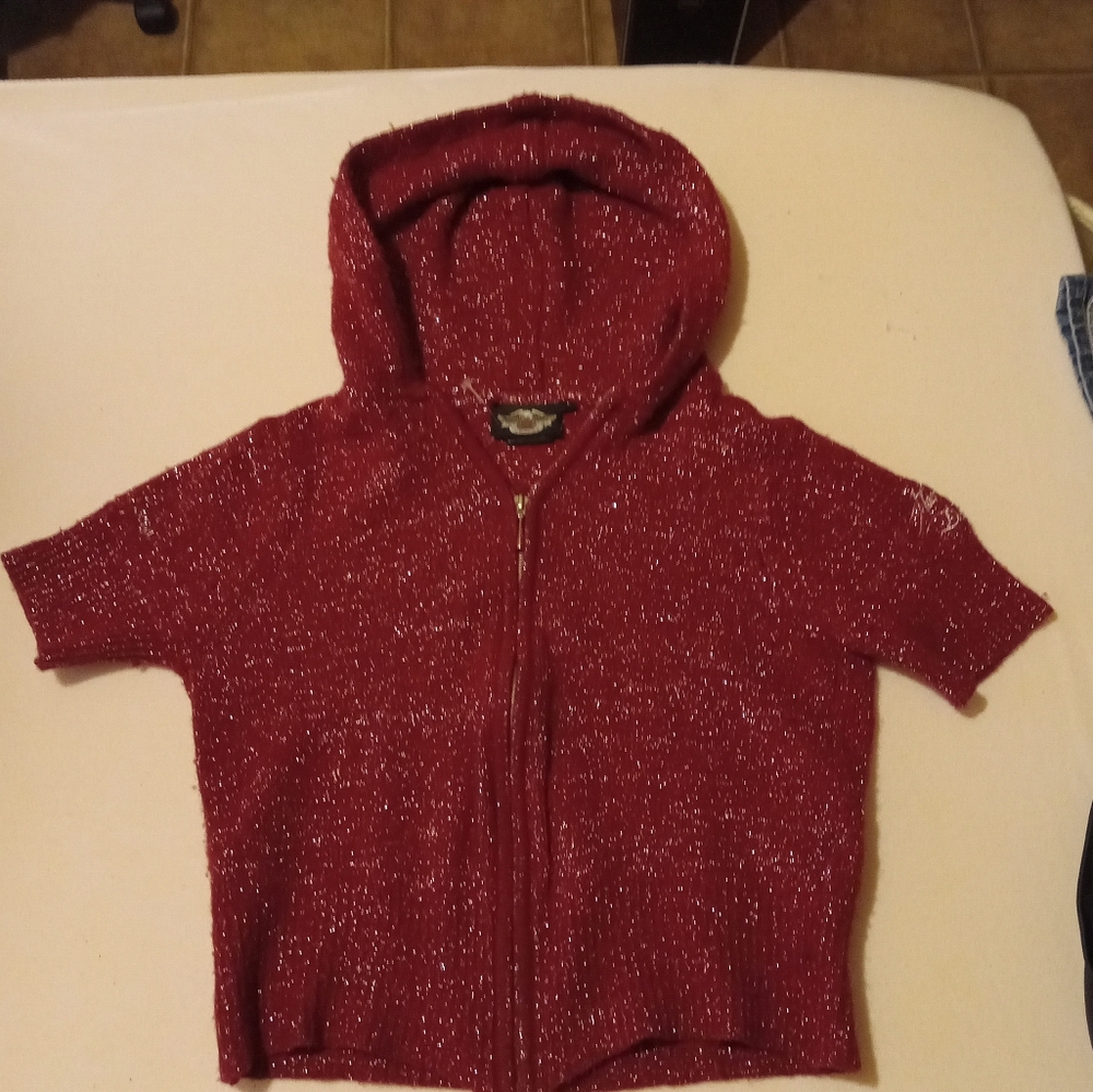 Harley Davidson Sweater 75% Wool Size Childs Large Burgandy Zipper